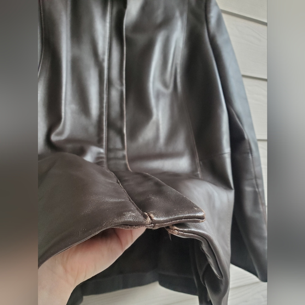 Preston & York Rich Chocolatey Brown Genuine Lamb Leather Business Casual Jacket - Picture 16 of 16
